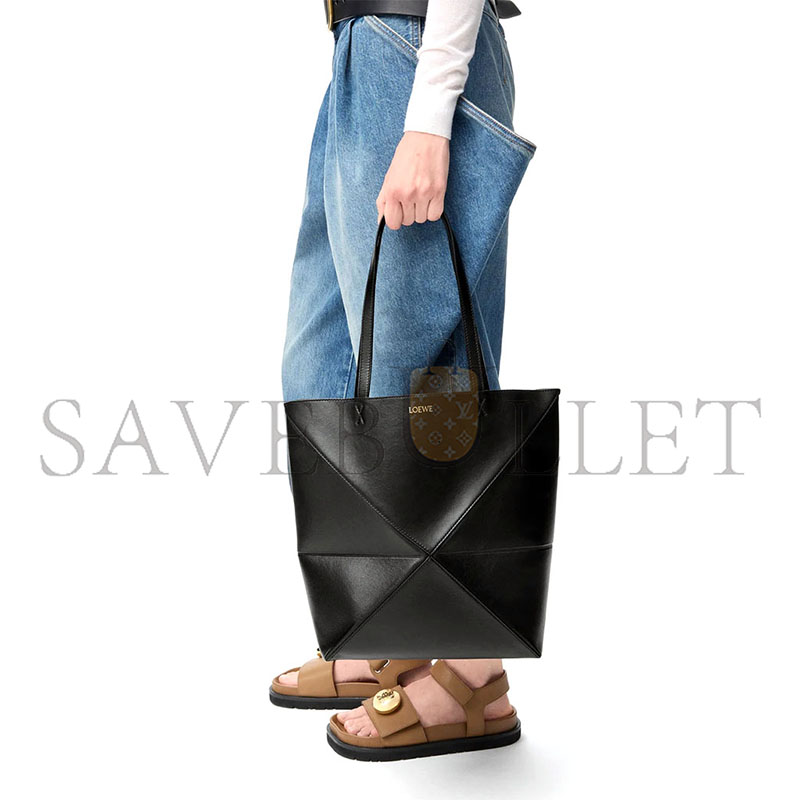 L0ew* medium puzzle fold tote in shiny calfskin a657g50x01-1100 (31.5*25.5*14.5cm)